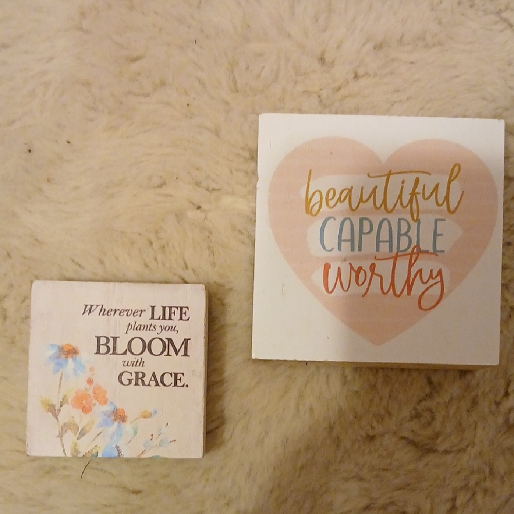 Inspirational Wooden Plaque Set - Cream and Brown